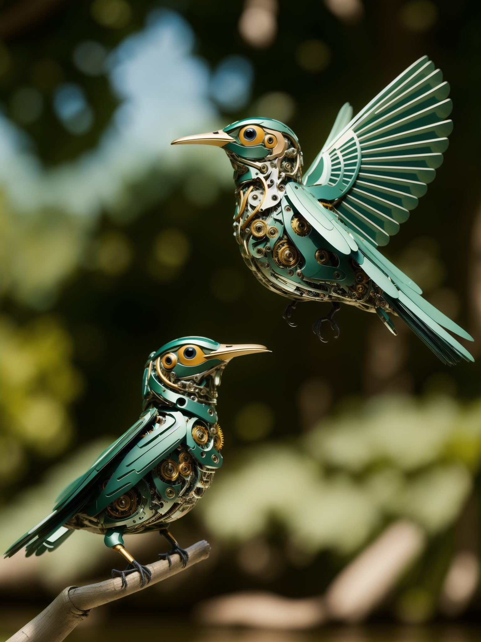 02397-2940387767-((masterpiece)), ((best quality)), 8k, high detailed, ultra-detailed, A mechanical bird, harmoniously integrated into the beauty.png